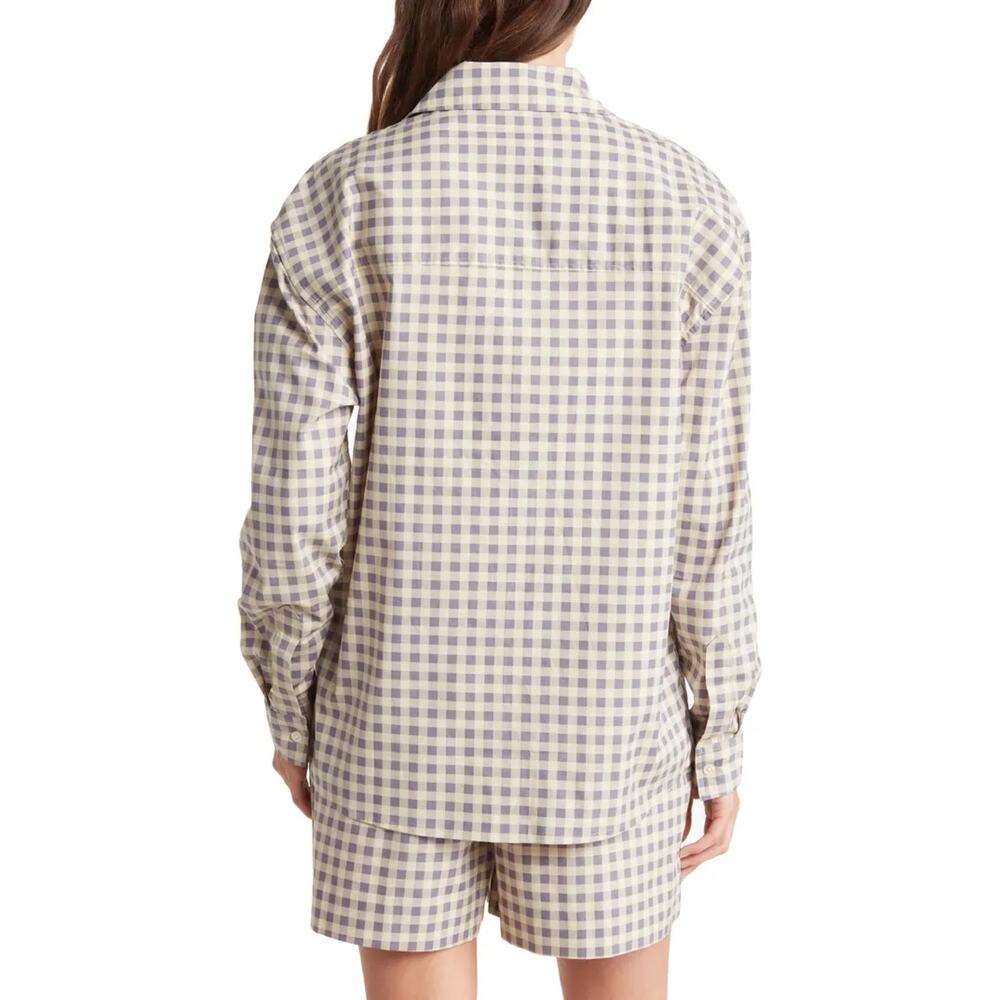 New WeWoreWhat Boyfriend Shirt in Gingham Whisper White Women's Size M/L - Picture 2 of 9